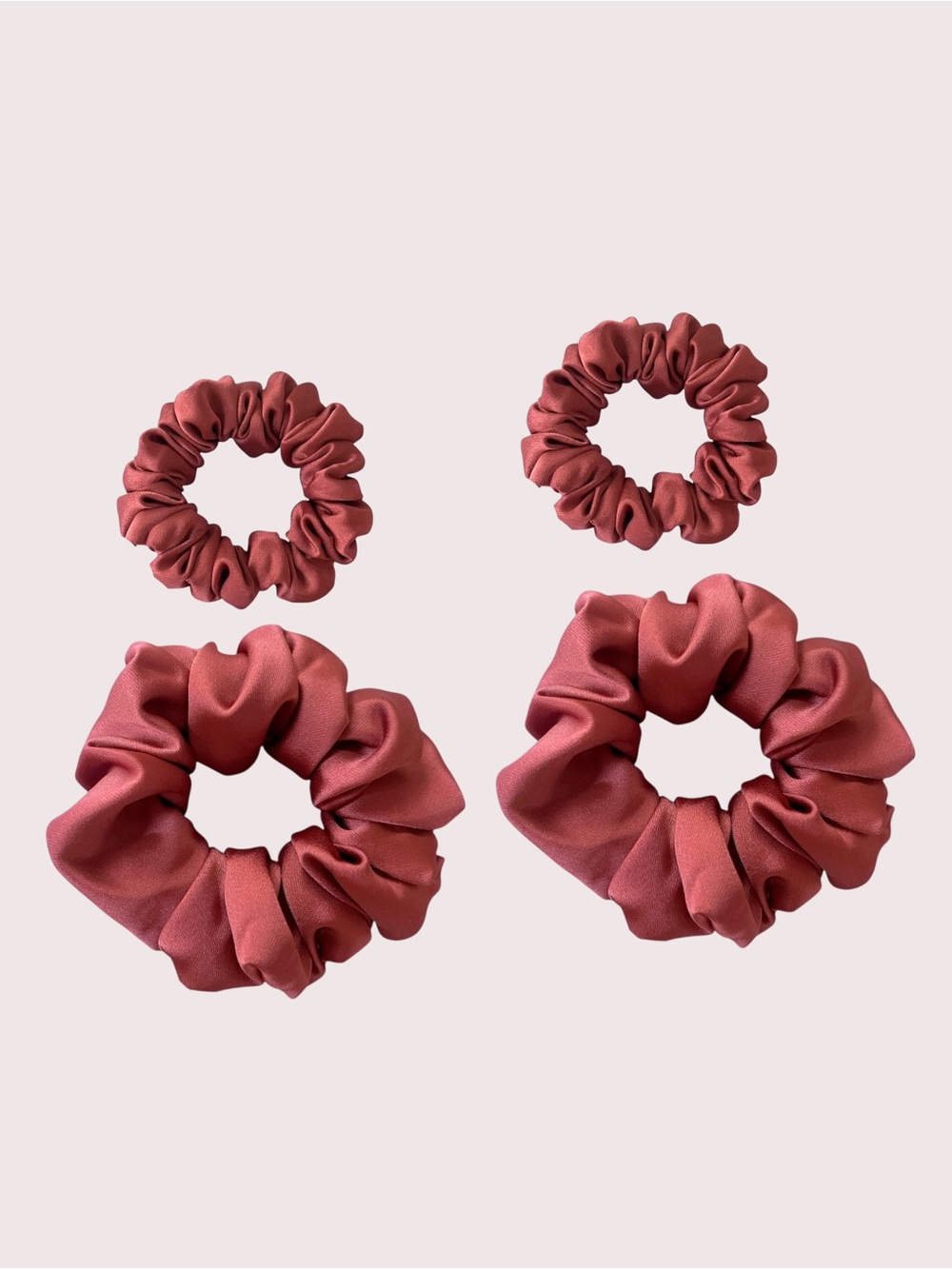 Silky Burnt Orange Satin  Scrunchie Set - 4 Pack. Set Option available